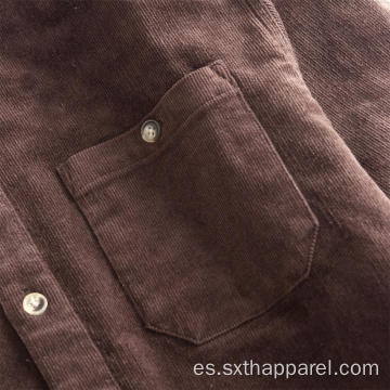 Chaqueta estilo camisa de pana color café para hombre